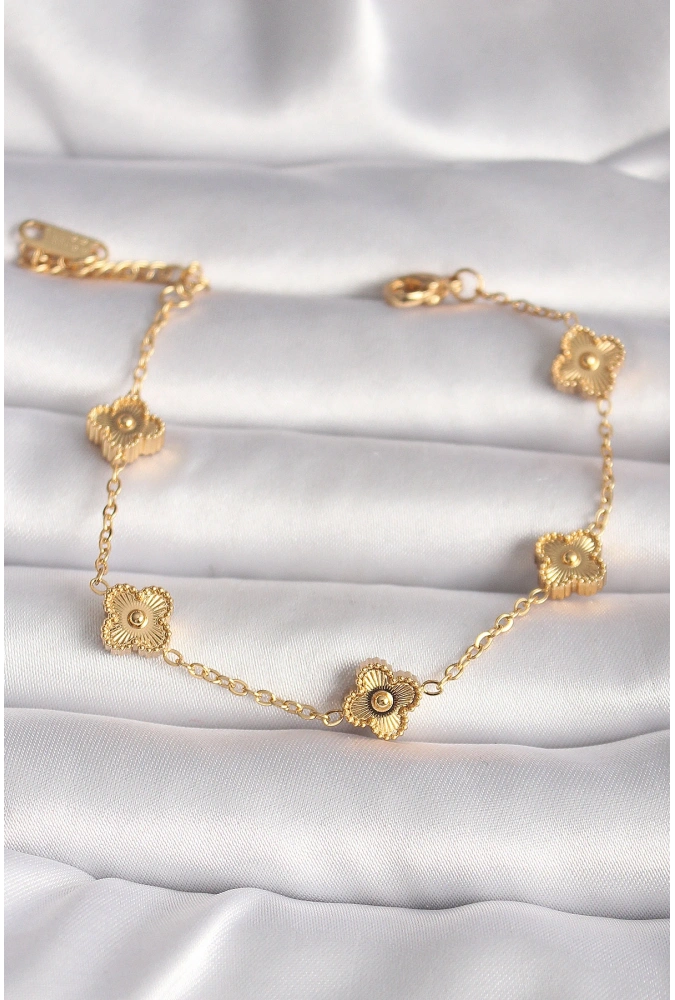 Shoecide 316l Çelik Gold Renk Baby Boy Yonca Model İşleme Detay Kadın Bileklik