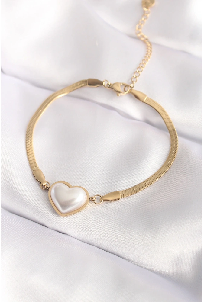 Shoecide 316l Çelik Gold Renk Bombeli Kalp Kadın Bileklik
