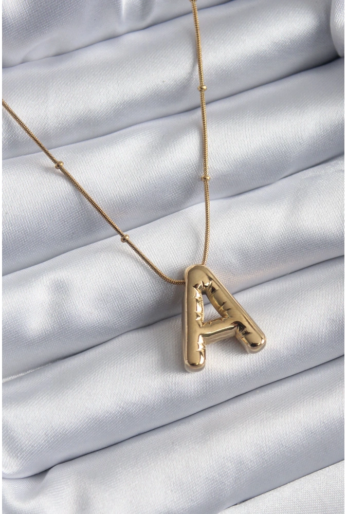 Shoecide 316l Çelik Gold Renk Bubble a Harf Model Kadın Kolye