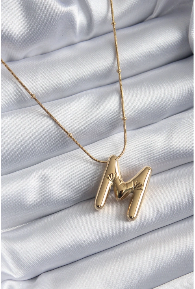 Shoecide 316l Çelik Gold Renk Bubble m Harf Model Kadın Kolye