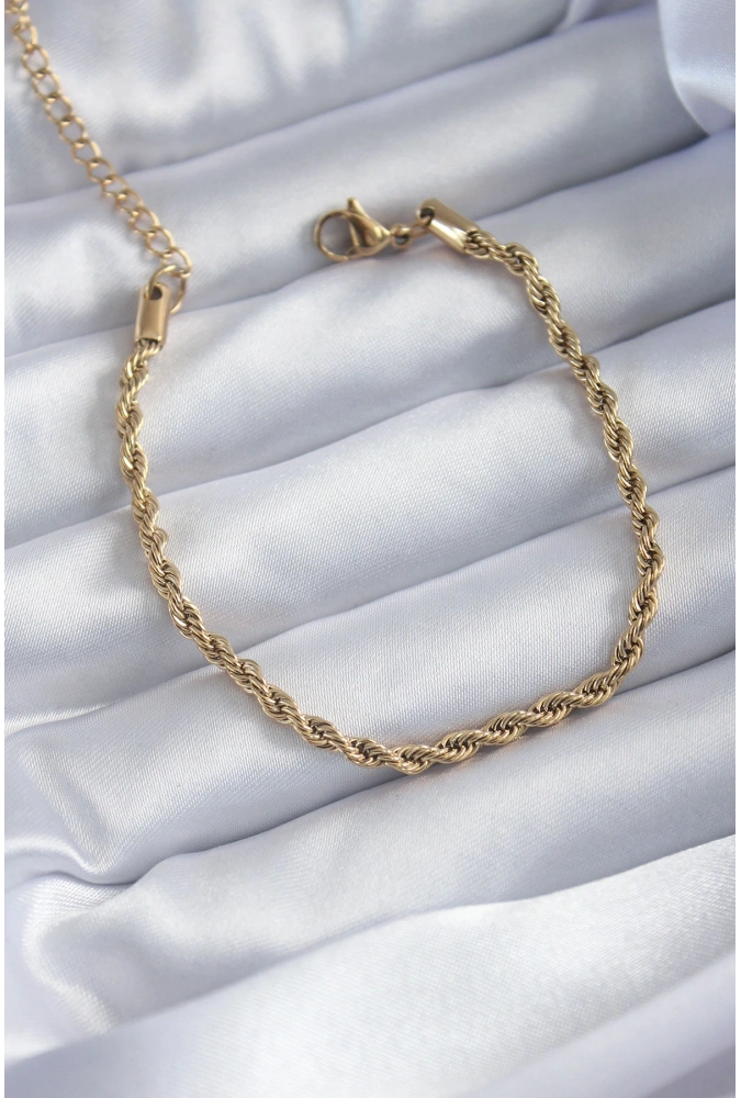 Shoecide 316l Çelik Gold Renk Burgu Zincir Model Kadın Bileklik