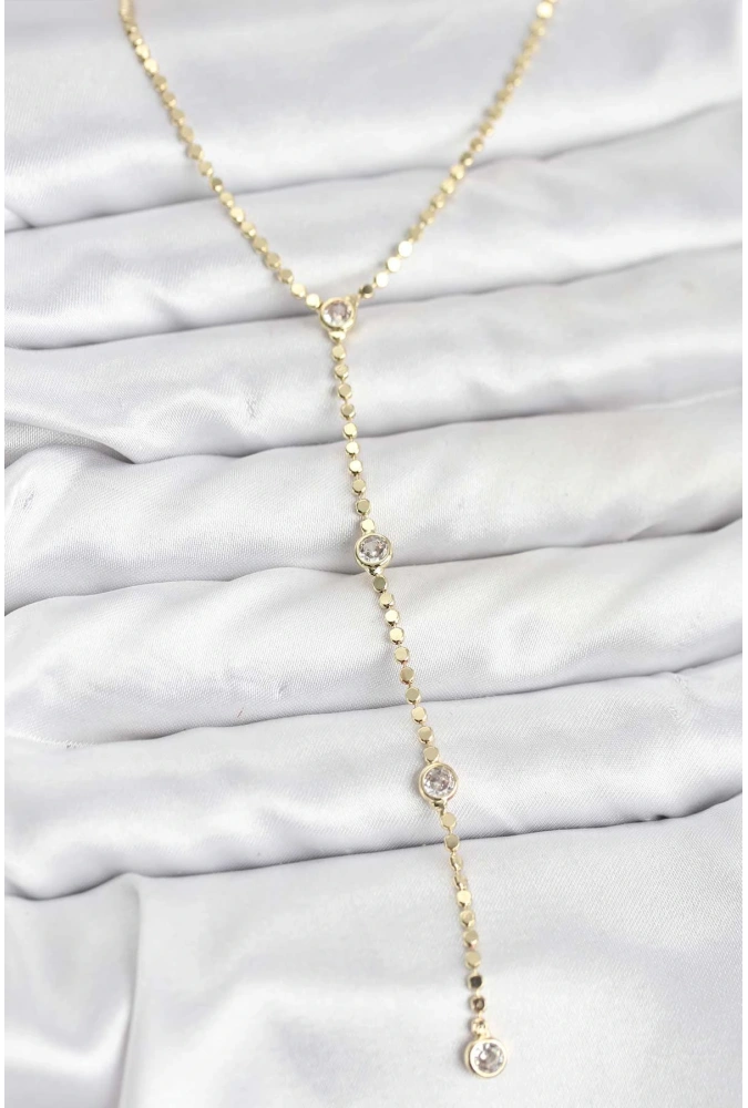 Shoecide 316l Çelik Gold Renk Ezme Zincir Model Y Kadın Kolye