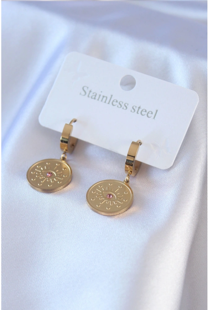 Shoecide 316l Çelik Gold Renk Göz İşleme Zirkon Taş Detay Kadın Küpe