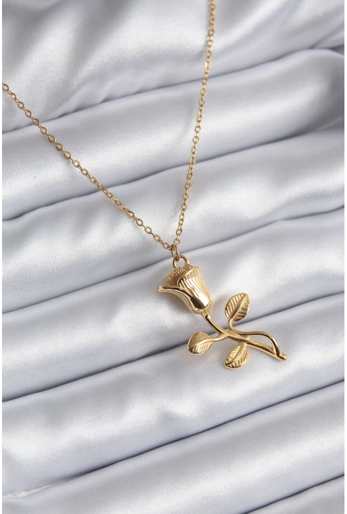 Shoecide 316l Çelik Gold Renk Gül Model Kadın Kolye