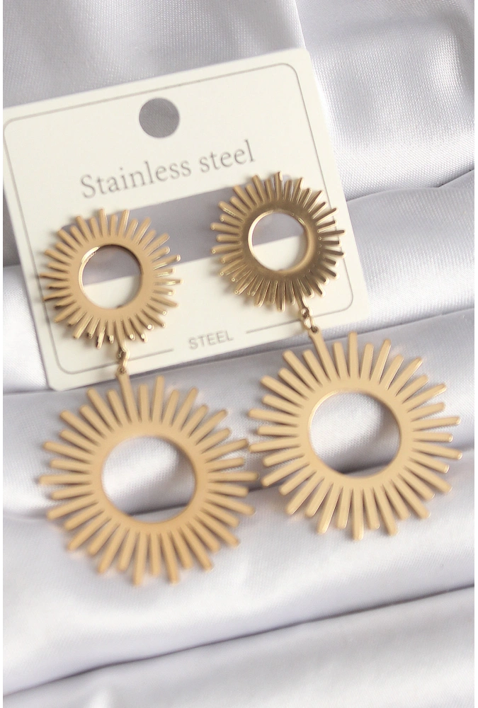 Shoecide 316l Çelik Gold Renk Güneş Model Kadın Küpe
