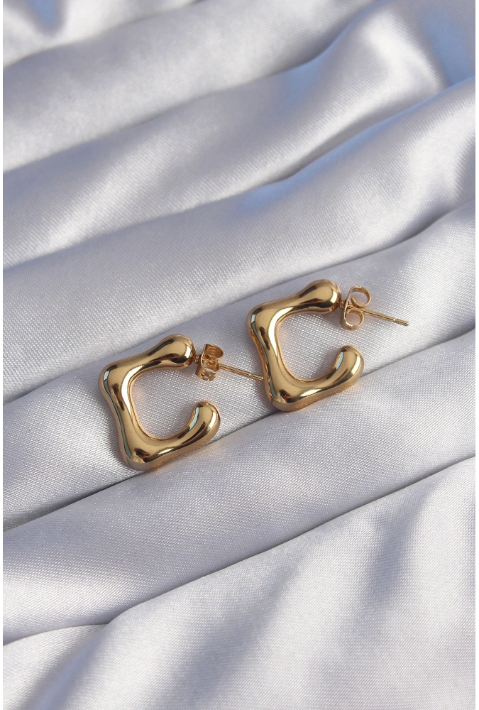 Shoecide 316l Çelik Gold Renk İçi Boş Bubble Kalp Küpe