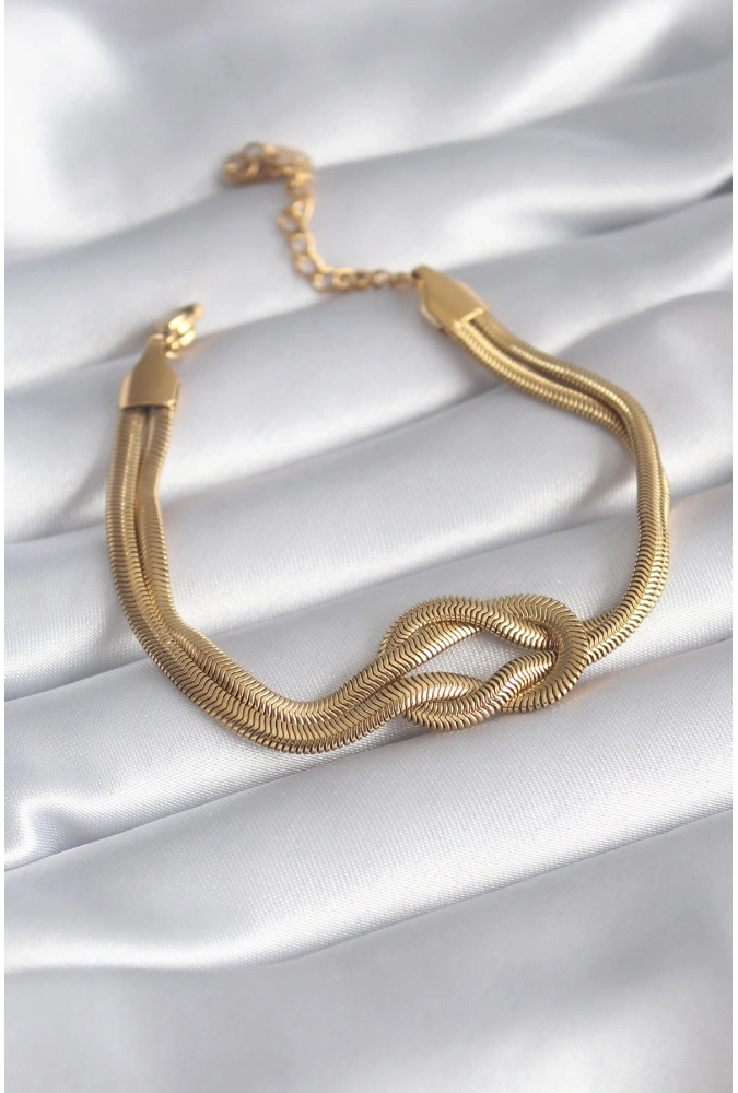 Shoecide 316l Çelik Gold Renk İtalyan Zincir Düğüm Model Kadın Bileklik