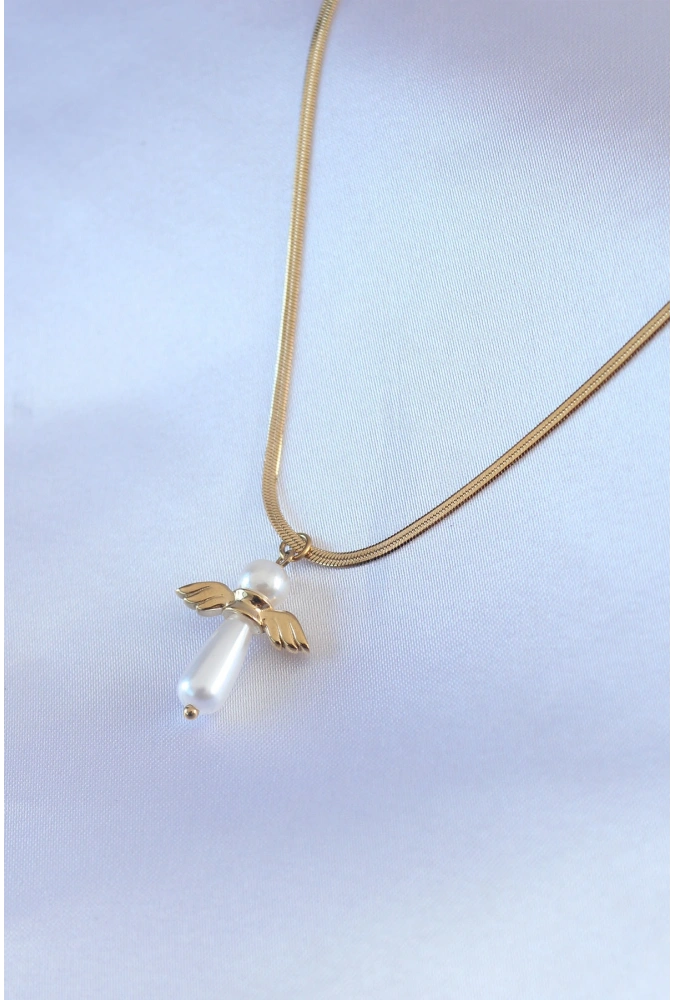 Shoecide 316l Çelik Gold Renk İtalyan Zincir Model Piyon Figür Kadın Kolye