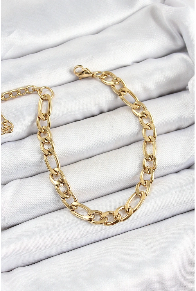 Shoecide 316l Çelik Gold Renk Kalın Zincir Erkek Bileklik