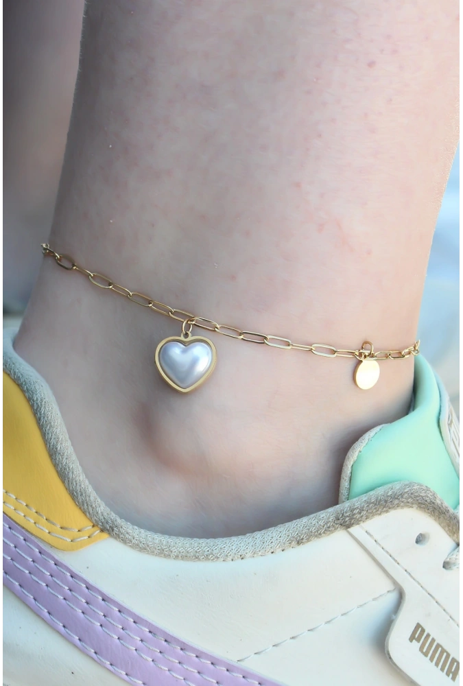 Shoecide 316l Çelik Gold Renk Kalp Model Kadın Halhal