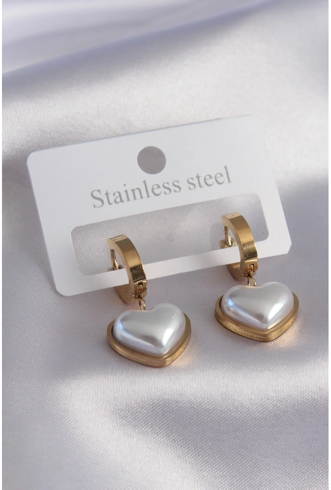 Shoecide 316l Çelik Gold Renk Kalp Model Kadın Küpe