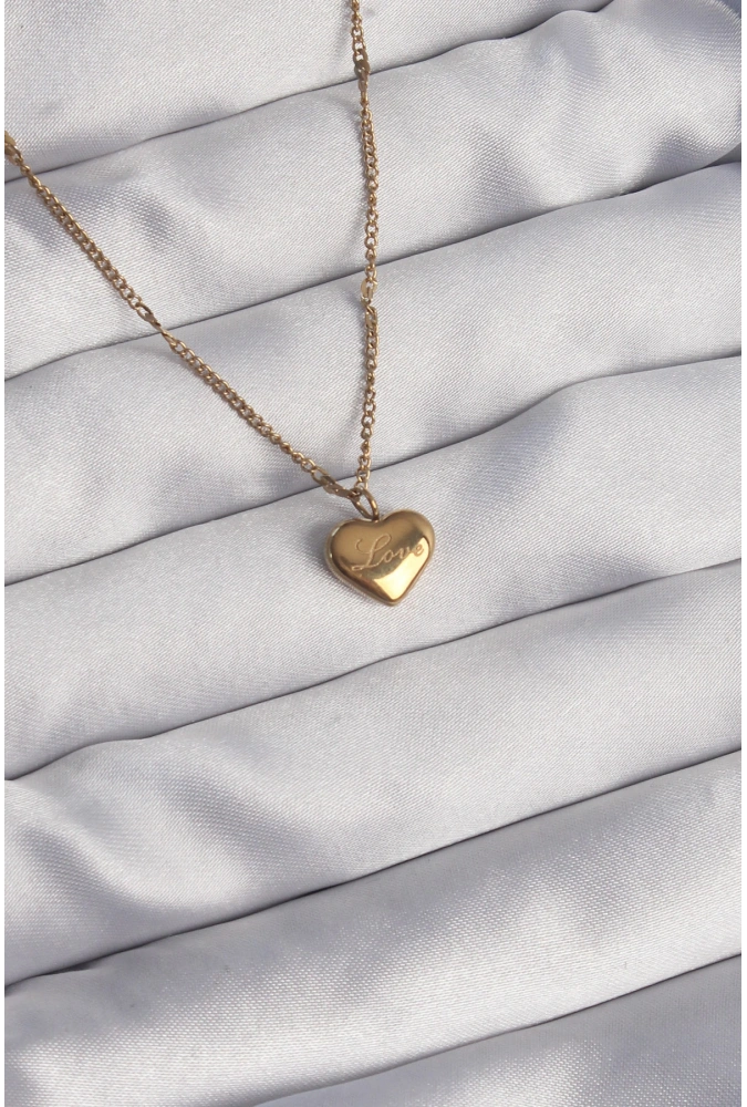 Shoecide 316l Çelik Gold Renk Kalp Model Love Kolye