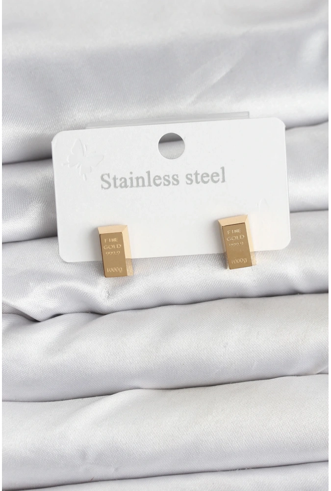 Shoecide 316l Çelik Gold Renk Külçe Altın Model Kadın Küpe