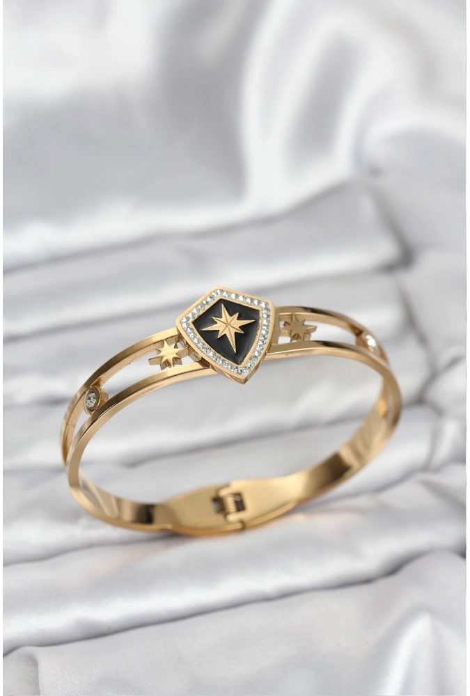 Shoecide 316l Çelik Gold Renk Kutup Yıldızı Kelepçe Bileklik