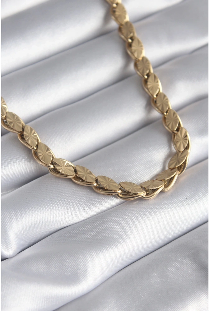 Shoecide 316l Çelik Gold Renk Lazer Kesim Arpa Zincir Model Kadın Kolye