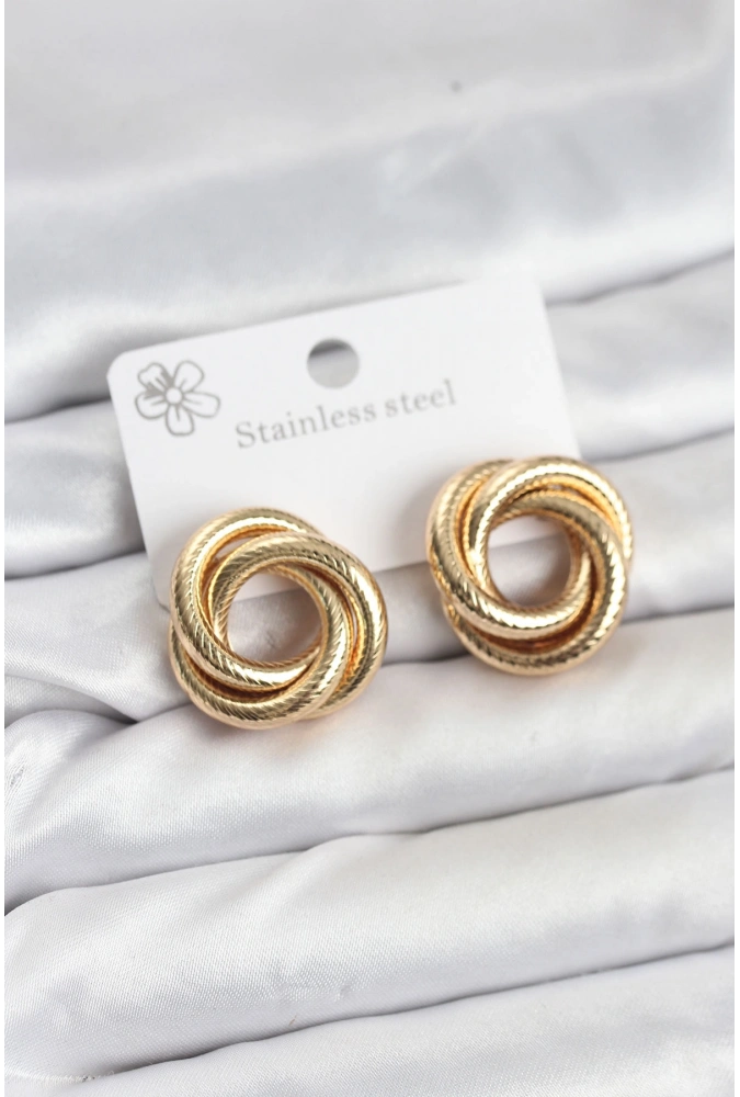 Shoecide 316l Çelik Gold Renk Lazerli Sarmal Halka Kadın Küpe