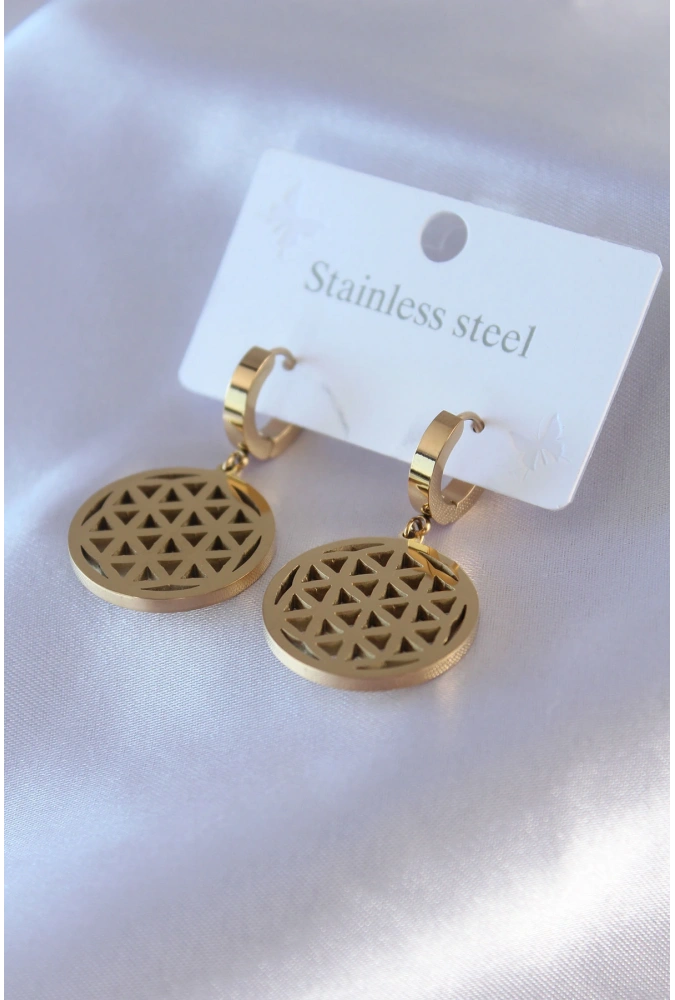 Shoecide 316l Çelik Gold Renk Lotus Model Kadın Küpe