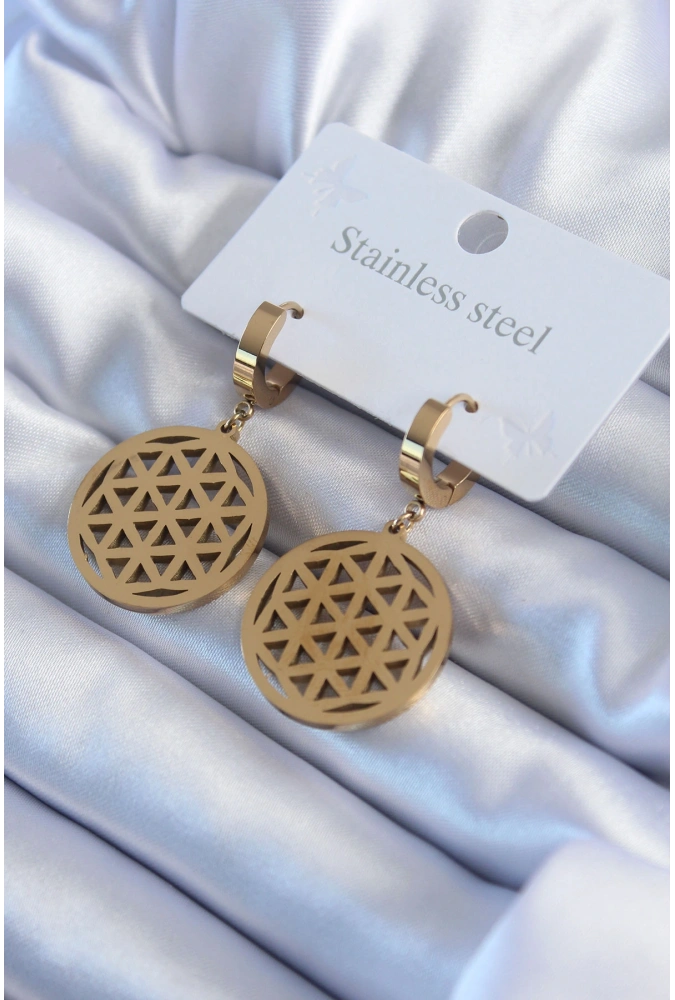 Shoecide 316l Çelik Gold Renk Lotus Model Kadın Küpe