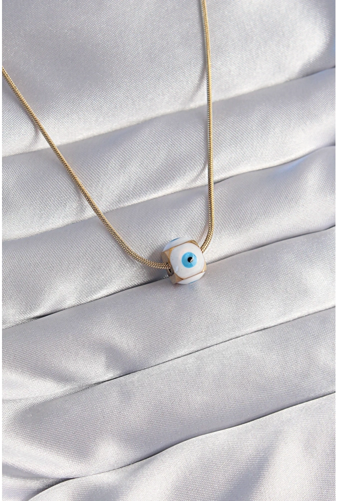 Shoecide 316l Çelik Gold Renk Mineli Nazar Model Kolye
