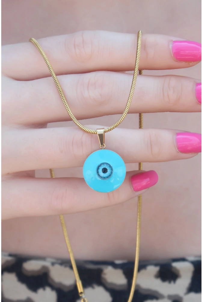 Shoecide 316l Çelik Gold Renk Nazar Boncuk Model Kadın Kolye