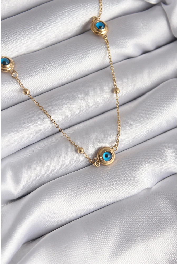 Shoecide 316l Çelik Gold Renk Nazar Boncuk Model Kadın Kolye