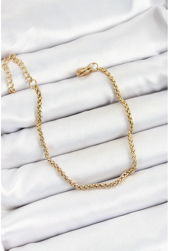 Shoecide 316l Çelik Gold Renk Örgü Burgu Zincir Erkek Bileklik