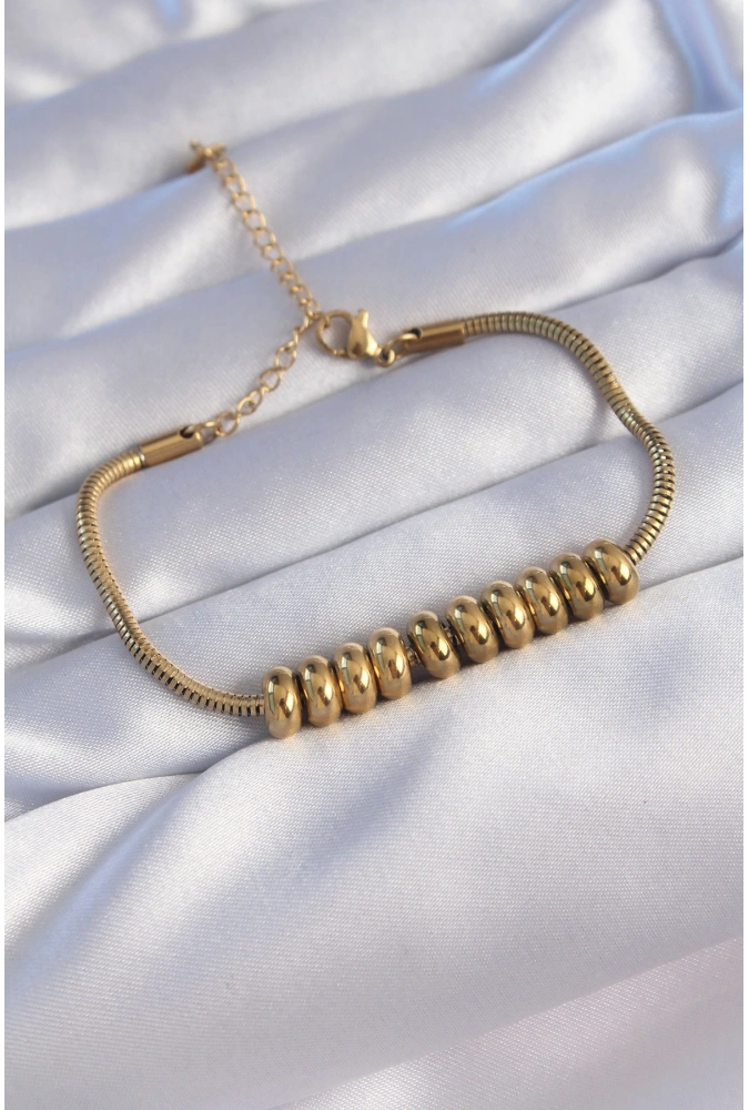 Shoecide 316l Çelik Gold Renk Oval Figürlü Bileklik