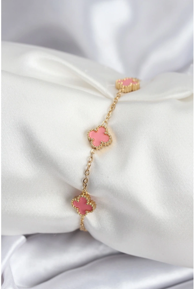 Shoecide 316l Çelik Gold Renk Pembe Baby Boy Yonca Kadın Bileklik