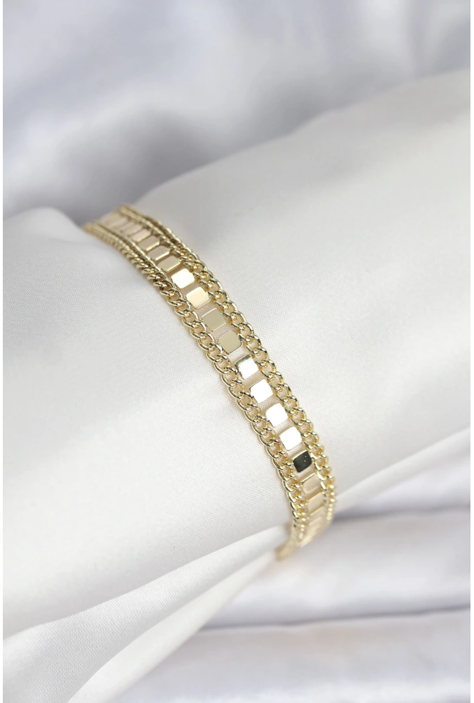 Shoecide 316l Çelik Gold Renk Pullu Zincir Model Kadın Bileklik