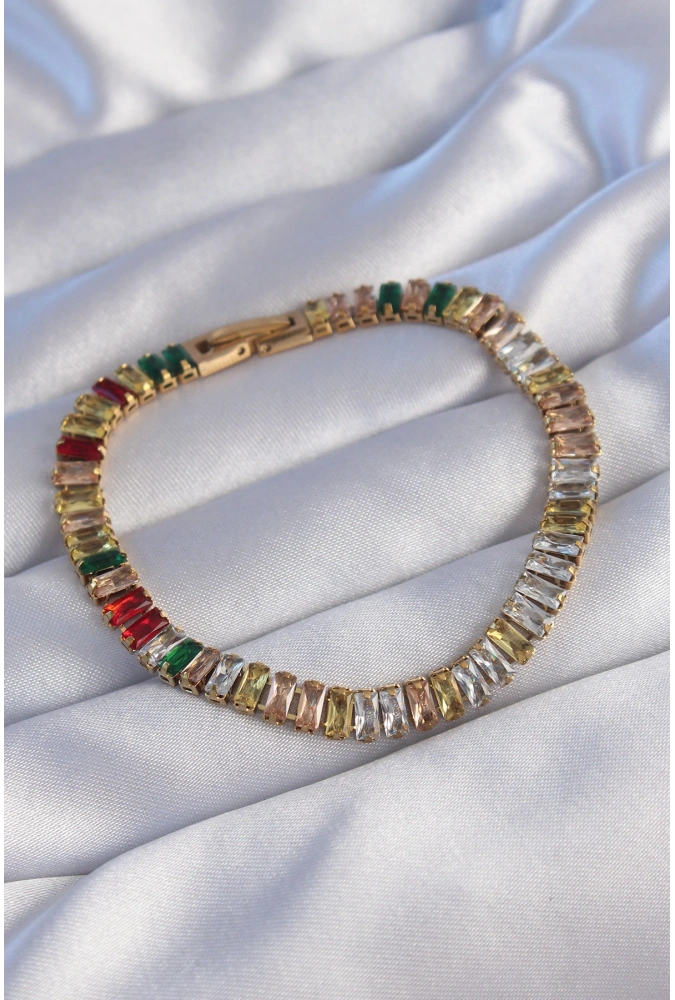 Shoecide 316l Çelik Gold Renk Renkli Su Yolu Tasarımlı Bileklik