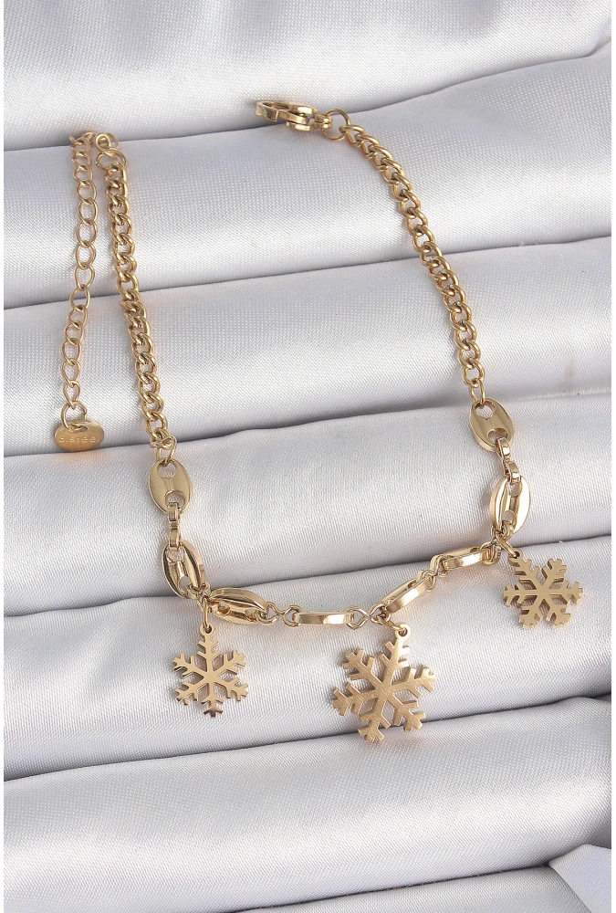 Shoecide 316l Çelik Gold Renk Sallantı Kar Tanesi Model Kadın Bileklik