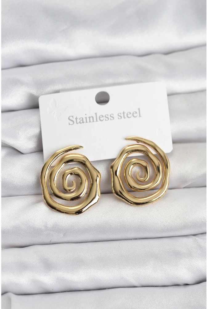 Shoecide 316l Çelik Gold Renk Sarmal Model Kadın Küpe