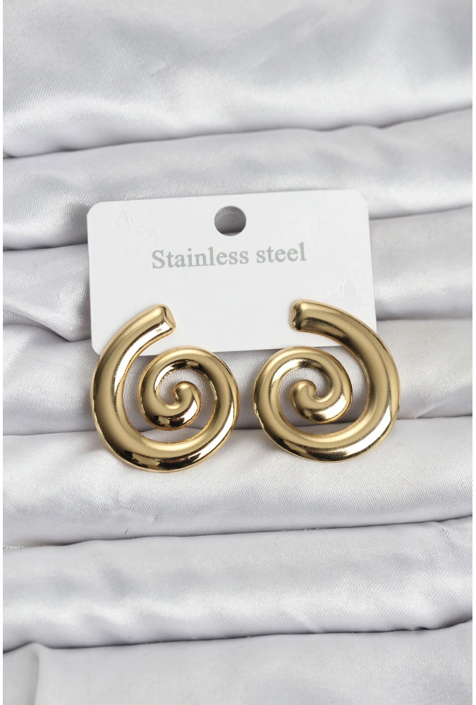 Shoecide 316l Çelik Gold Renk Sarmal Modelli Kadın Küpe