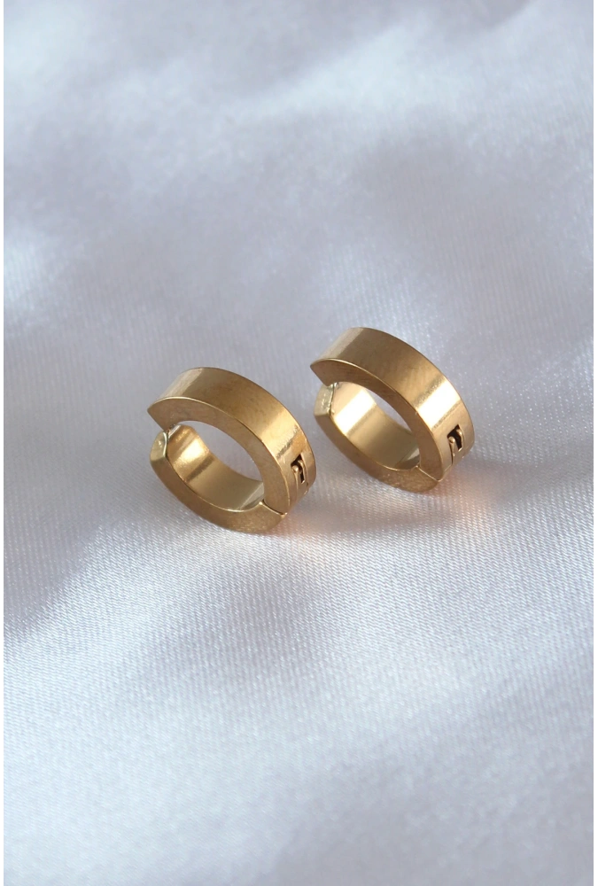 Shoecide 316l Çelik Gold Renk Sıkıştırmalı Erkek Küpe