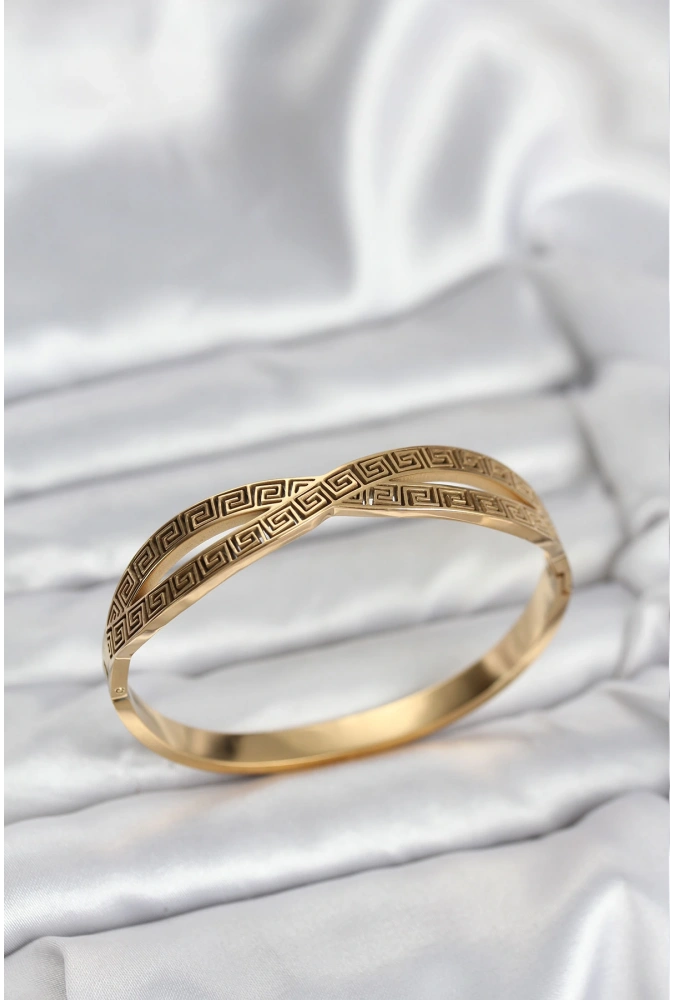 Shoecide 316l Çelik Gold Renk Vintage Kadın Kelepçe Bileklik