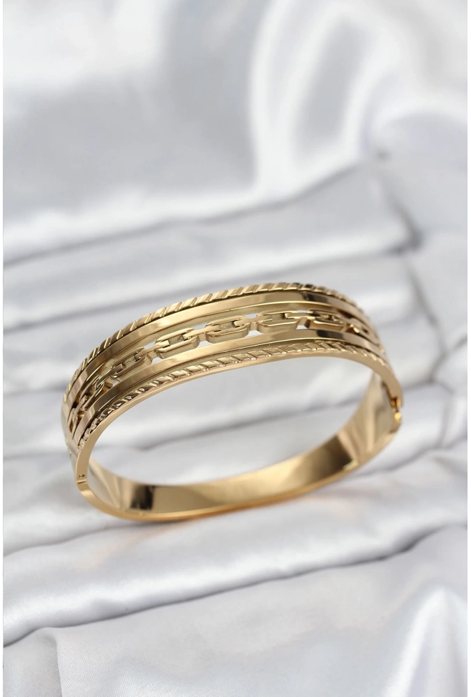 Shoecide 316l Çelik Gold Renk Vintage Model Kadın Kelepçe Bileklik