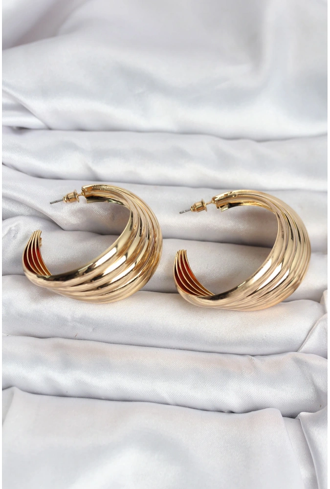 Shoecide 316l Çelik Gold Renk Yarım Halka Model Kadın Küpe