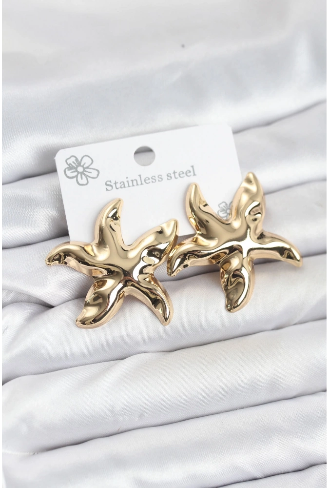 Shoecide 316l Çelik Gold Renk Yıldız Model Kadın Küpe