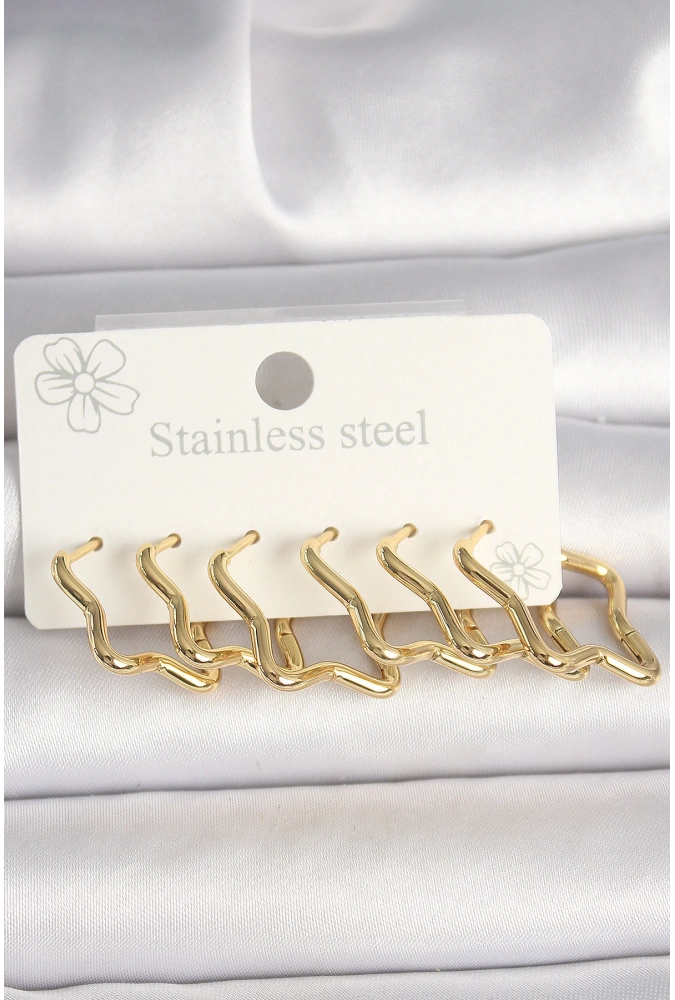 Shoecide 316l Çelik Gold Renk Yıldız Model Kadın Küpe Seti