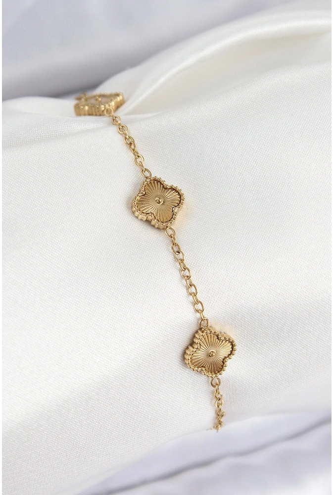 Shoecide 316l Çelik Gold Renk Yonca Kadın Bileklik