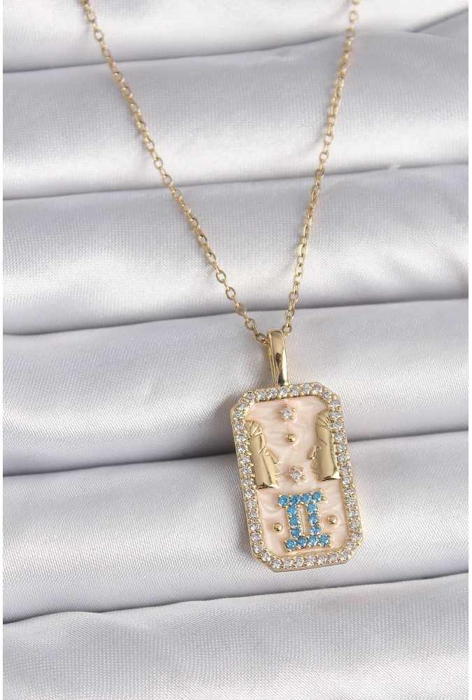 Shoecide 316l Çelik Gold Renk Zincir İkizler Burcu Zirkon Taşlı Kadın Kolye