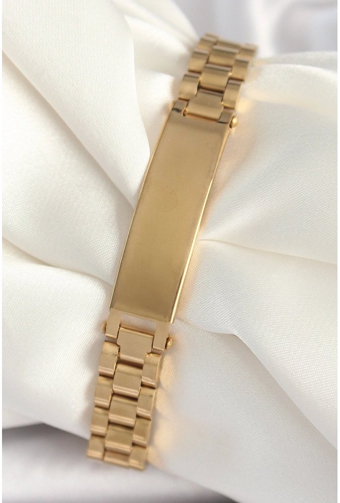 Shoecide 316l Çelik Gold Renk Zincir Künye Model Erkek Bileklik