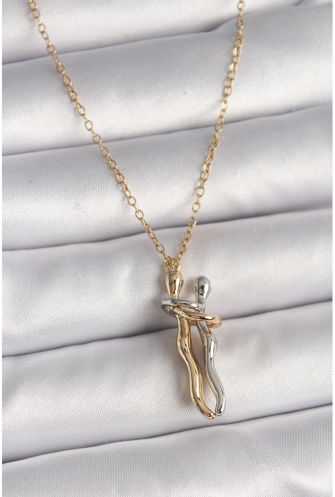 Shoecide 316l Çelik Gold Renk Zincir Renkli Sarılma Model Kadın Kolye