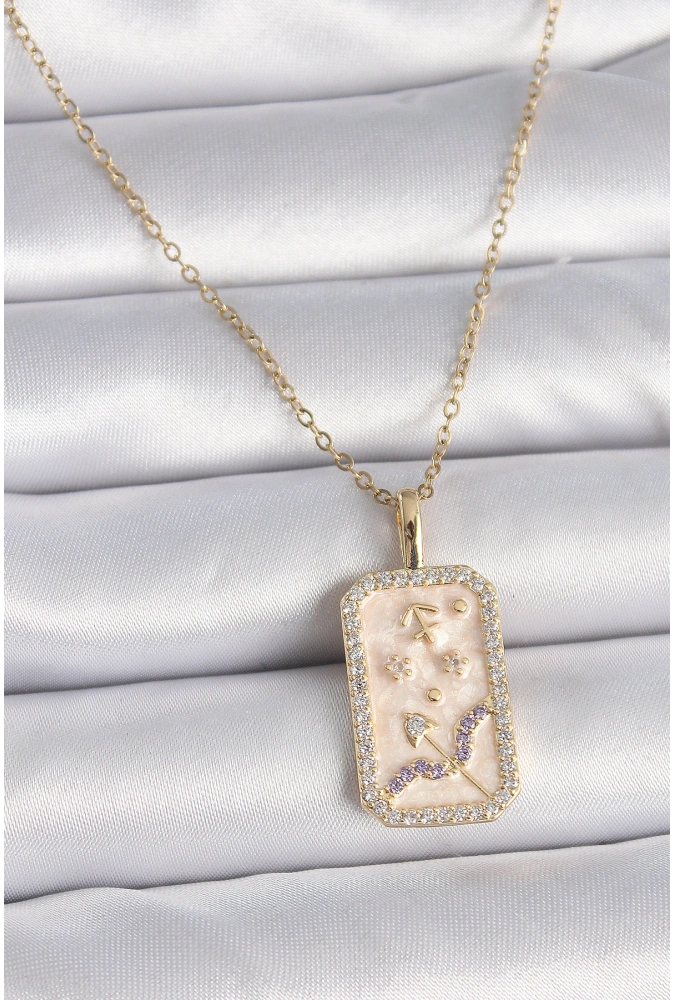 Shoecide 316l Çelik Gold Renk Zincir Yay Burcu Zirkon Taşlı Kadın Kolye