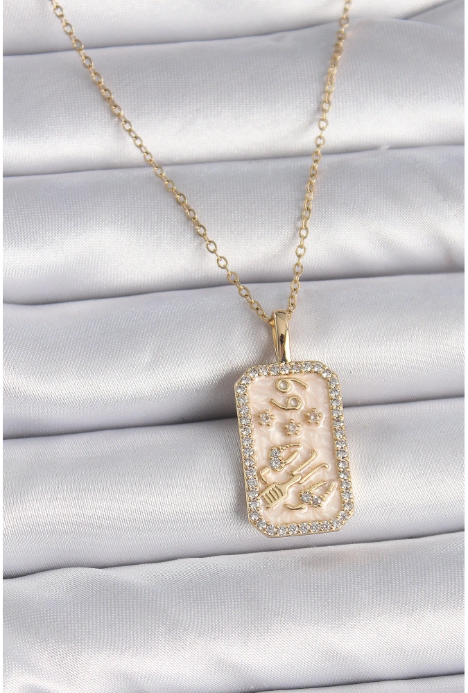 Shoecide 316l Çelik Gold Renk Zincir Yengeç Burcu Zirkon Taşlı Kadın Kolye