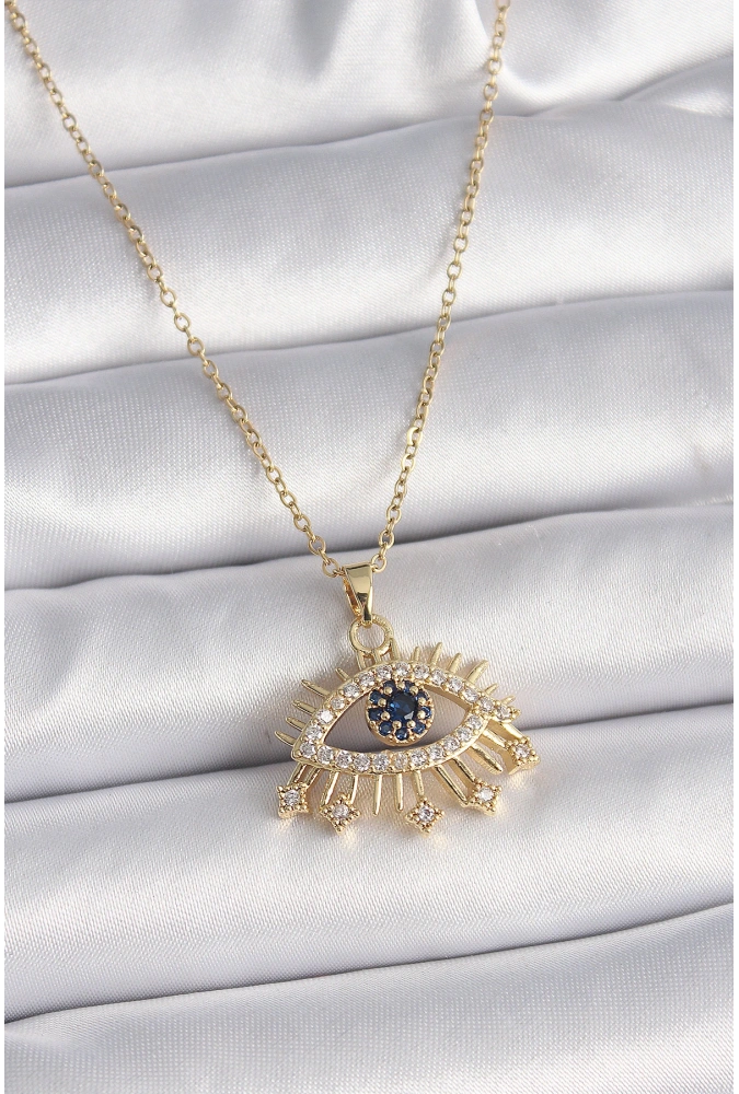 Shoecide 316l Çelik Gold Renk Zincir Zirkon Taşlı Göz Model Kadın Yüzük