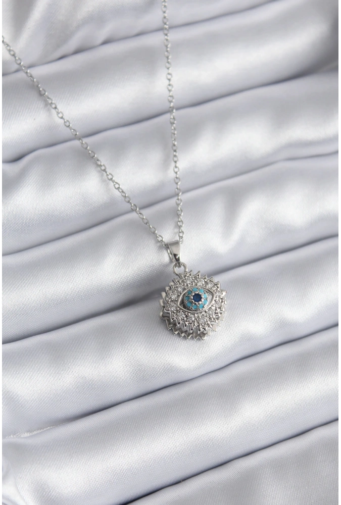 Shoecide 316l Çelik Gold Renk Zirkon Taşlı Göz Model Kadın Kolye