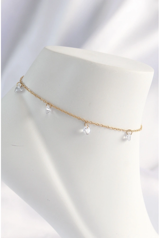 Shoecide 316l Çelik Gold Renk Zirkon Taşlı Halhal