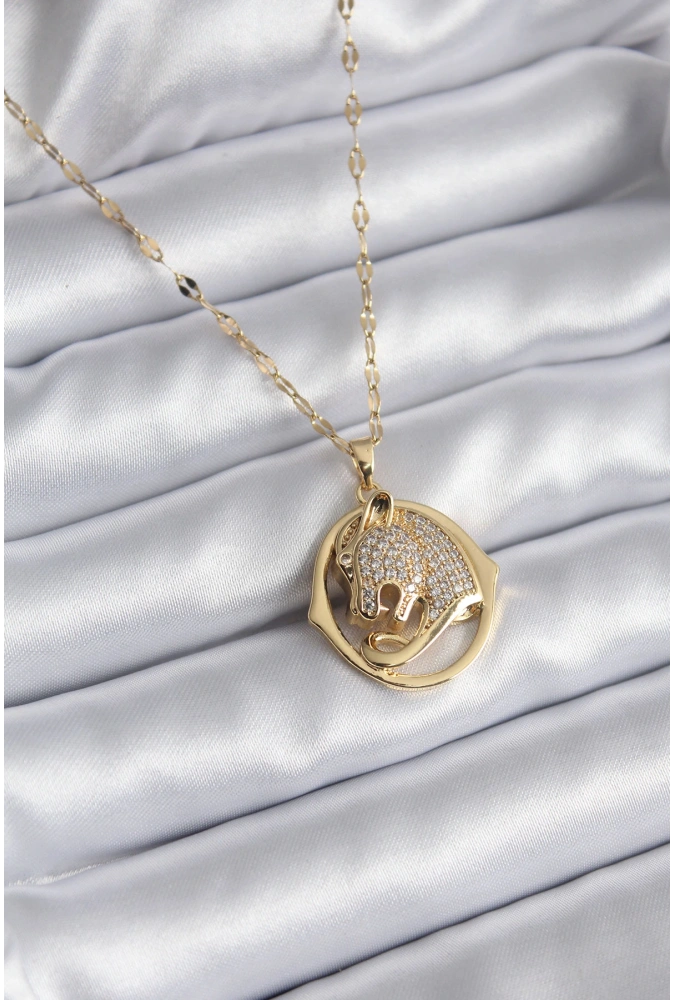 Shoecide 316l Çelik Gold Renk Zirkon Taşlı Jaguar Model Kadın Kolye