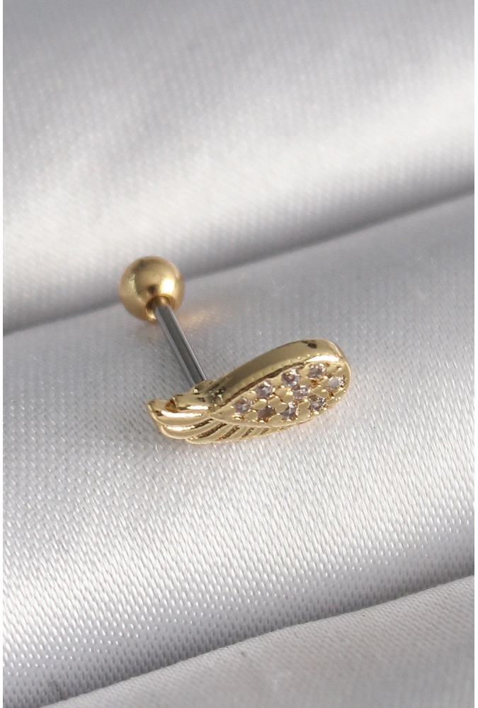 Shoecide 316l Çelik Gold Renk Zirkon Taşlı Kanat Tragus Piercing